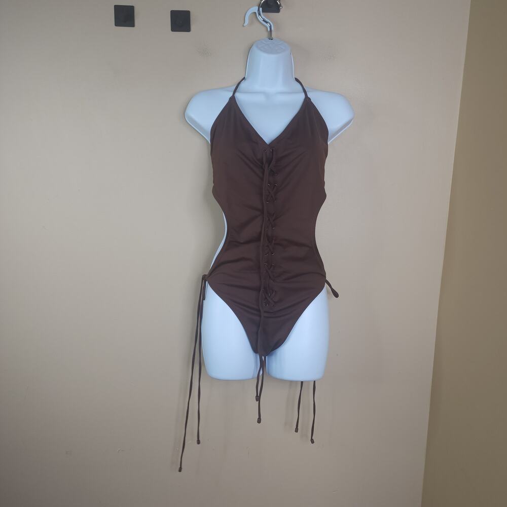 Skims Recycled Swim Lace Up Monokini in Cocoa Size 3X